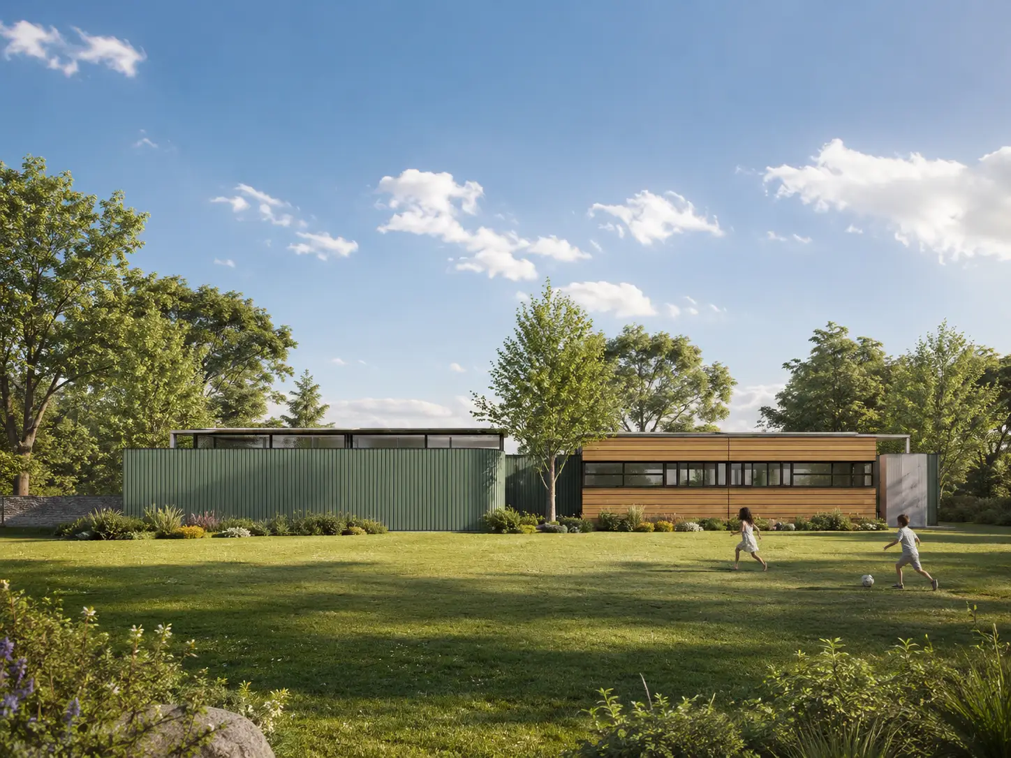 School study area and cafeteria — commercial education project